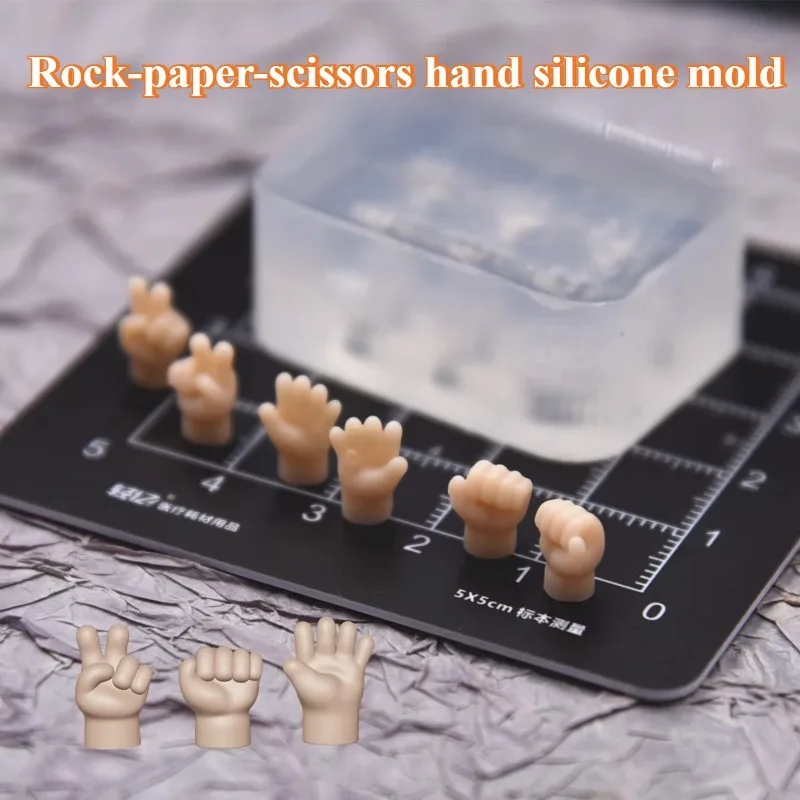 Mini molde de silicona de arcilla de Palma pequeña, muñeca de arcilla ultraligera DIY, tijeras decorativas, tela de piedra, modelo de mano, moldes abatibles