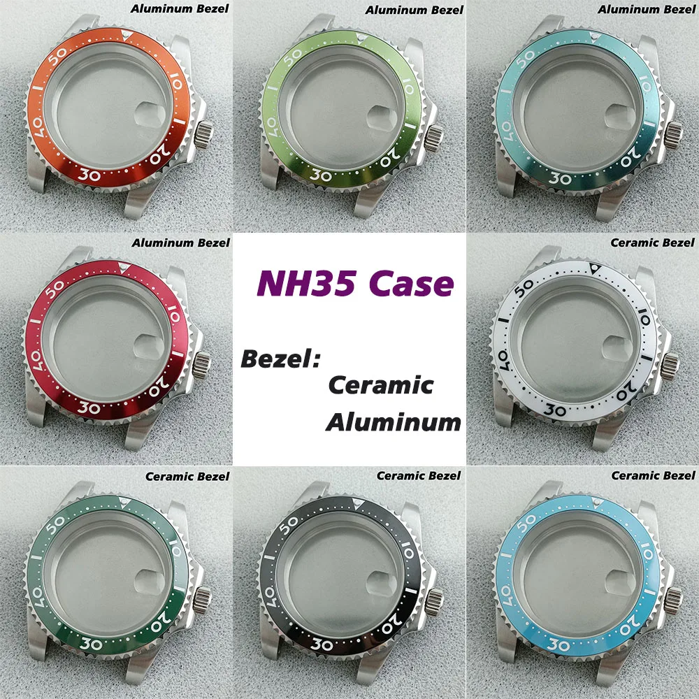 40.5mm case sapphire glass NH35 waterproof stainless steel case matched with ceramic aluminum bezel fit for NH series movements