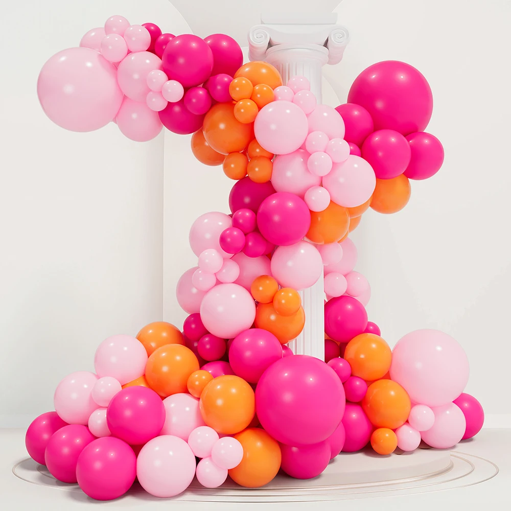 126pcs Pink Orange Gold Metallic Latex Balloons Garland Arch Kit For Valentine Day Graduation Birthday Wedding Celebrations