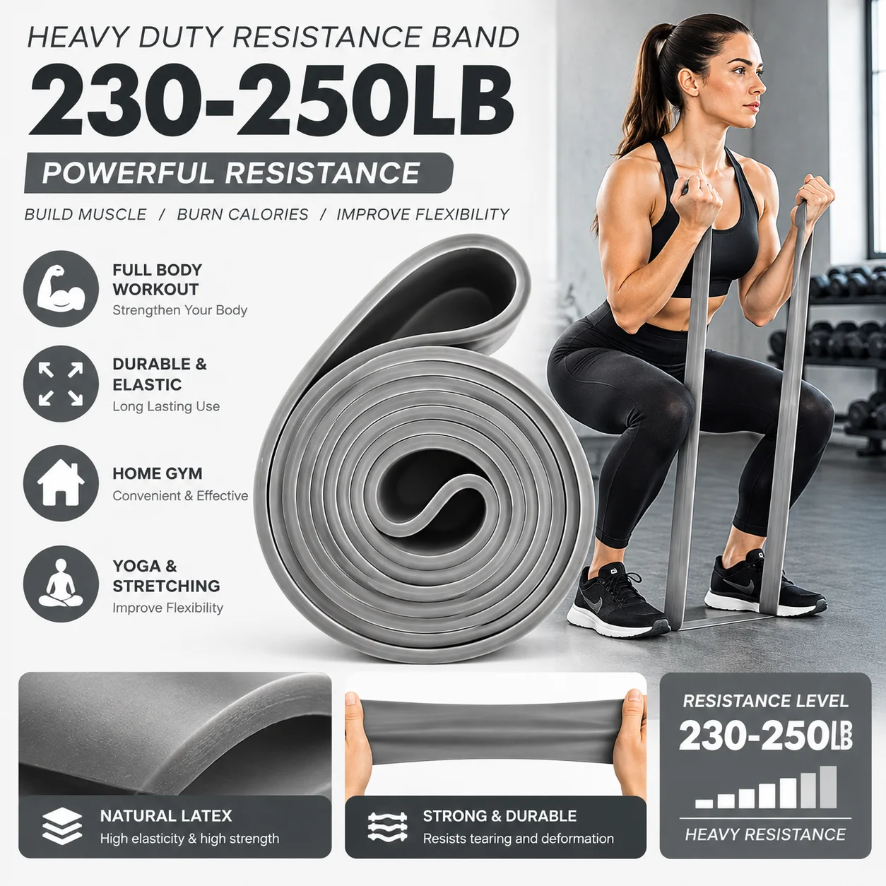 Home Fitness Resistance Band Men Women Elastic Loop Band for Strength Training Yoga Stretching Exercise Elastic Tension Band