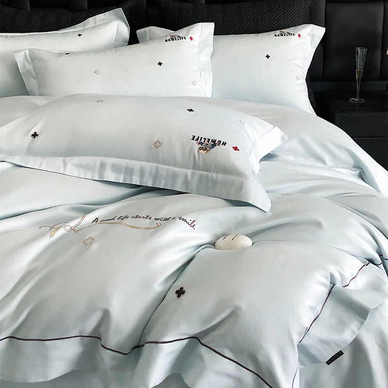 2025 New High - End Bed Linen Set, 100% Cotton, with Gothic - Rose Embroidery, King Size, for a Darkly Romantic Bedroom