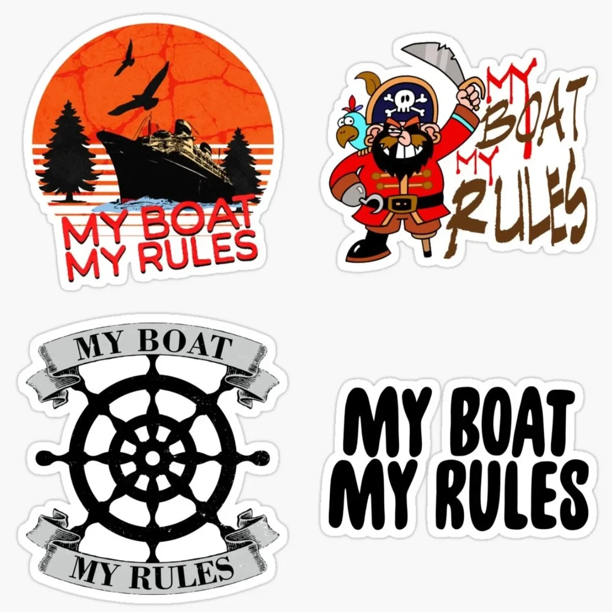 

My Boat My Rules Boating Captain Stickers Gifts Decoration Auto Tablet Laptop Wall Window Car Bumper Water Bottle Trucks