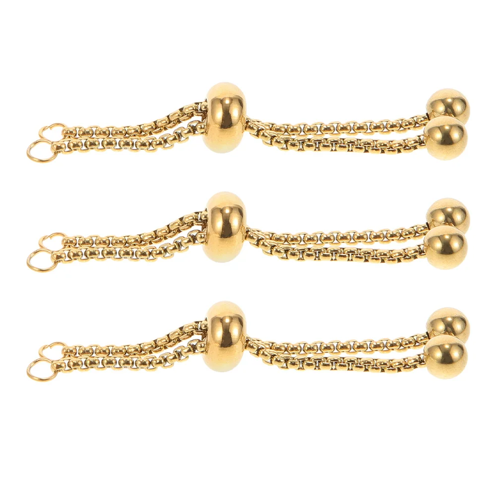 

3Pcs Stainless Steel Adjustable Slider Bracelet with Gold Bead Chain Extender for DIY Jewelry Craft Supplies Women Fashion