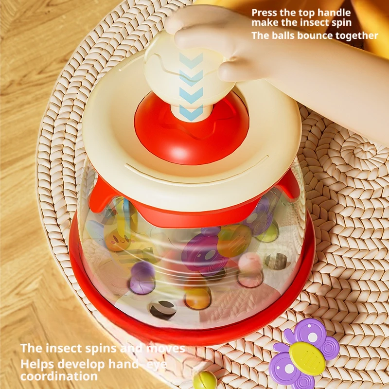 Baby Pressing Merry-Go-Round Toy Hand-Eye Coordination Color Perception Animal Cognition Birthday Festival Gift Educational Toys