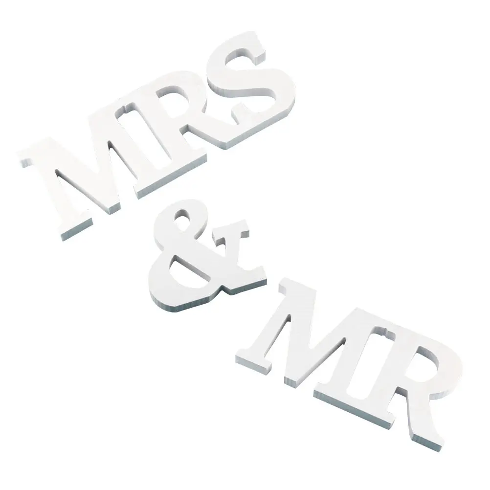 Wood Texture Wedding Party Wood Texture Letters Decor 3 Pieces MR MRS PVC Rustic Table Anniversary Props Fits Any Setting