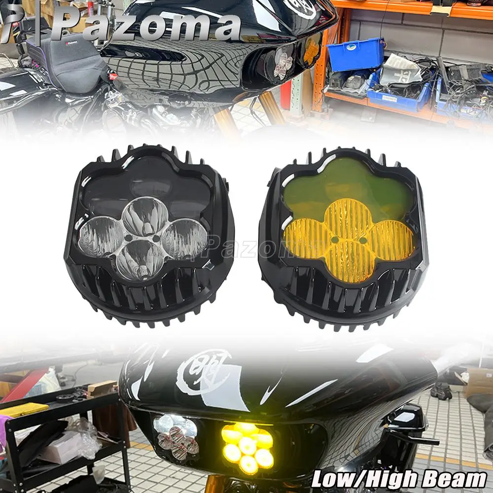 

Twin Front Dual Headlight For Harley Touring Road Glide Ultra FLTRU CVO/SE FLTRUSE ST FLTRXST Motorcycle LED Headlamp Hi/Lo Beam