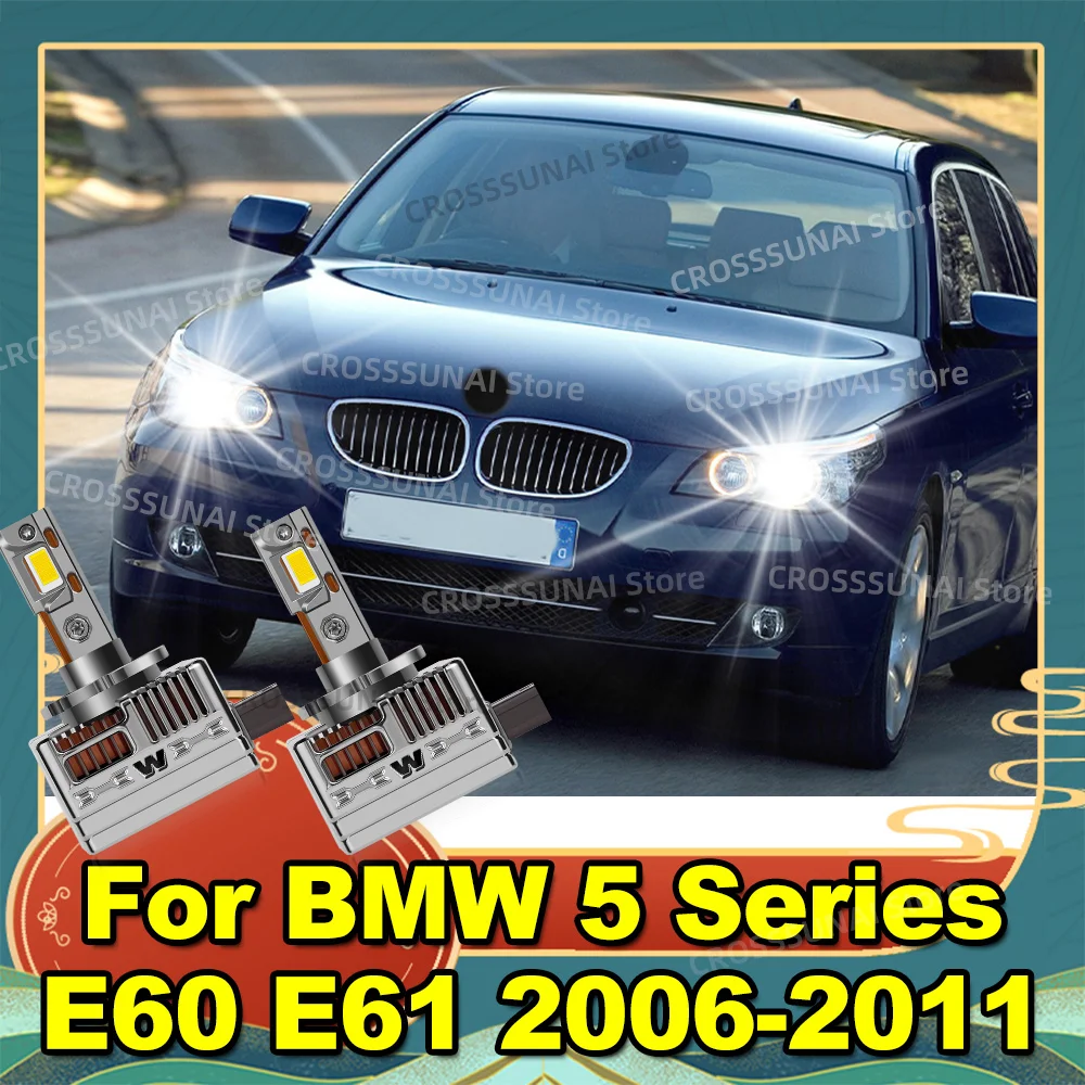 2 قطعة توربو LED المصابيح الأمامية 6000K استبدال HID لمبات لسيارات BMW 5 سلسلة E60 E61 2006 2007 2008 2009 2010 2011 #1