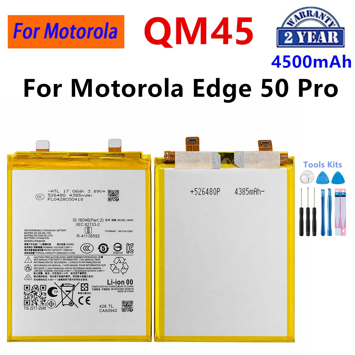 Brand New QM50 RE60 QM45  Battery For Motorola Edge 40 Neo Moto Edge 60 Pro Edge 50 Pro Mobile phone Batteries+Tools image 4