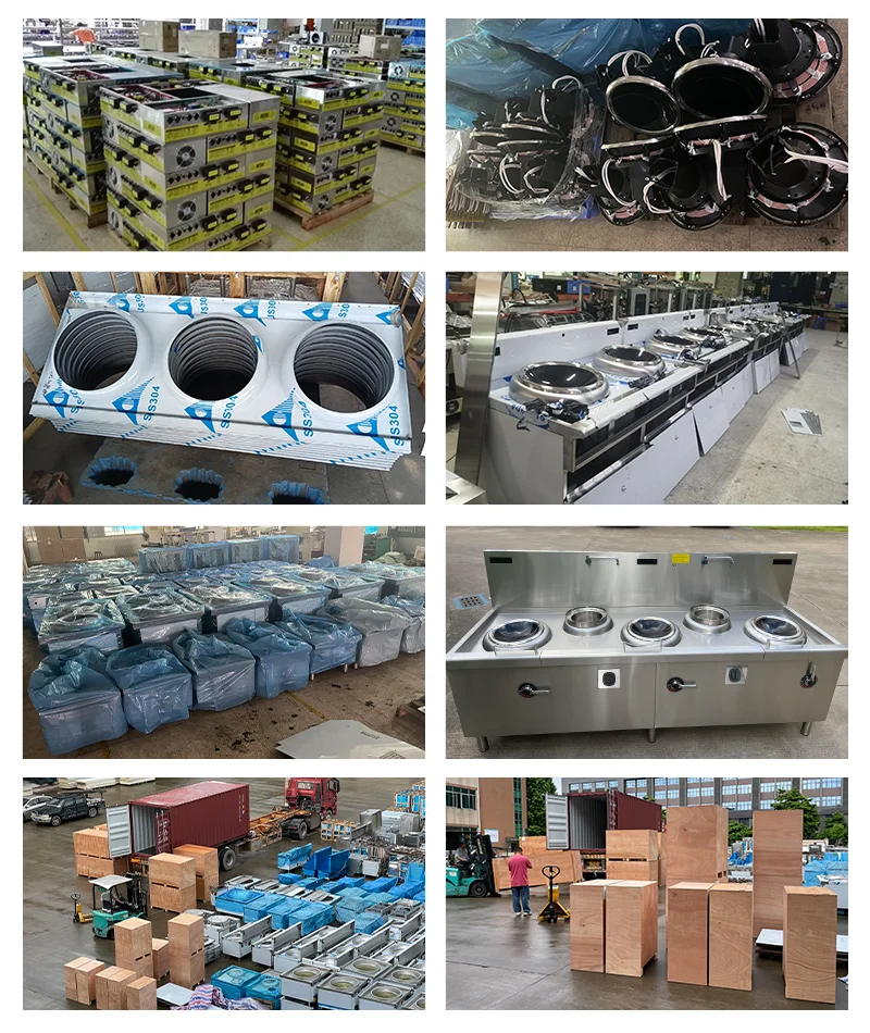 التجارية الفولاذ المقاوم للصدأ التعريفي ووك المدى الموقد سعة كبيرة المطبخ المركزي التعريفي ووك موقد للمطبخ الصيني #6