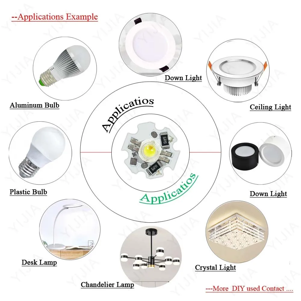 DC5V 2*3W Bicolor High Power White Warm White Yellow Red Green Lamp Beads With 20mm PCB Board For DIY Car Lighting Floodlight