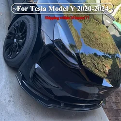 For Tesla Model Y 2020-2024 Front Lower Bumper Lip Spoiler Car Modification Bodykit Bumper Diffuser Protector Gloss Black Tuning