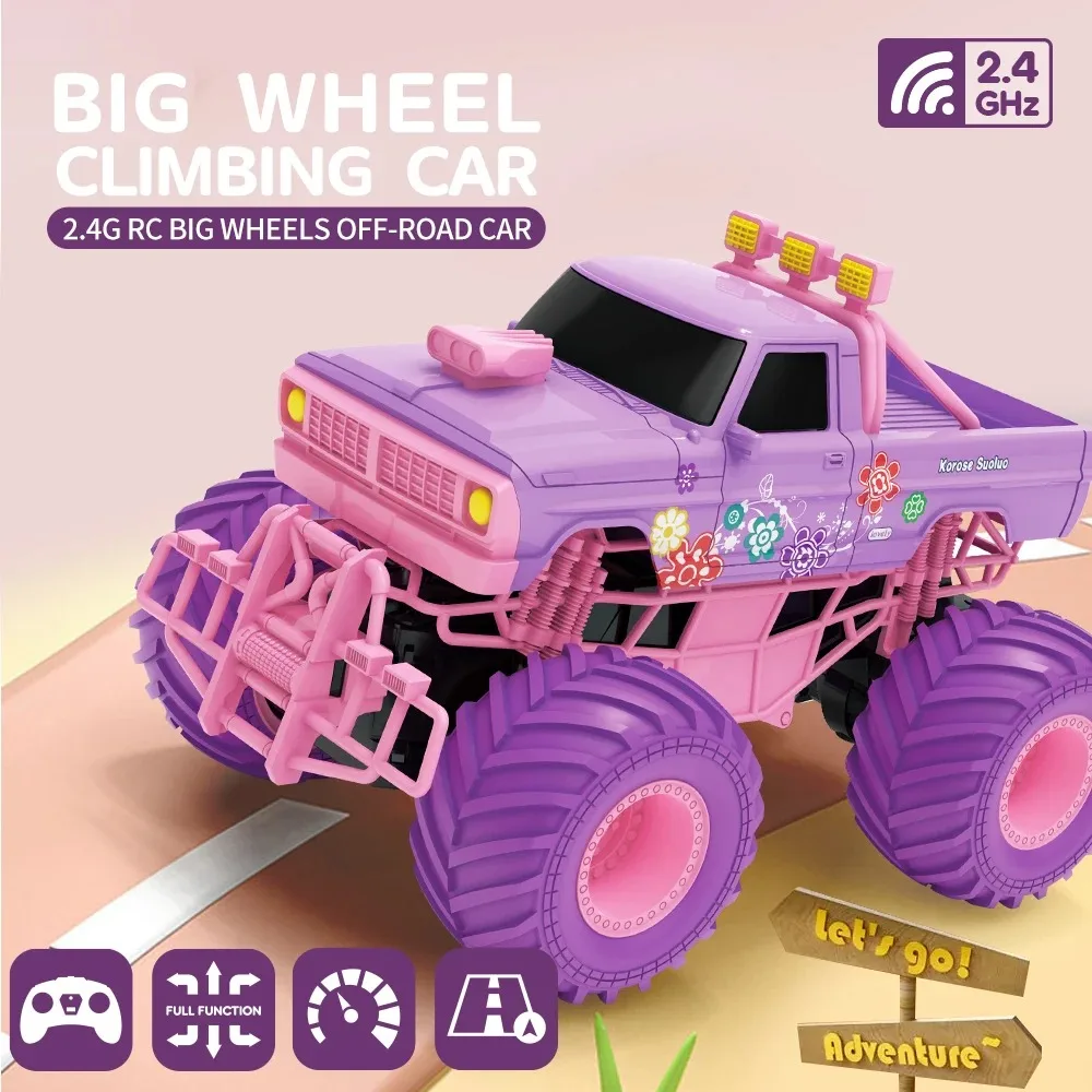 Pink RC Car Pickup Truck Electric Climbing Drop-resistant Stunt Remote Control Toy For Children Party Gift Christmas Ornament