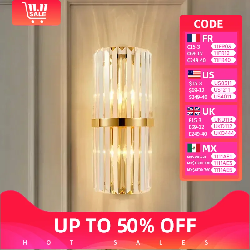 

Modern Crystal Wall Lamps for Dining Table Room Corridor Illumination Bedroom Bedside Sconce Led Lights Fixtures Home-appliance