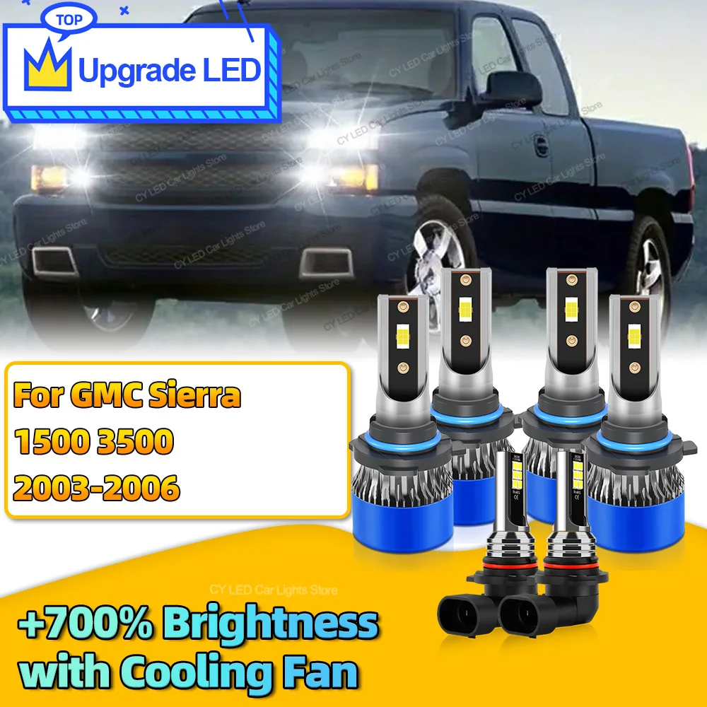 

6 шт. 30000LM светодиодные фары Canbus Автомобильная лампа HB3 HB4 9145 Автоматические противотуманные фары для GMC Sierra 1500 3500 2003 2004 2005 2006