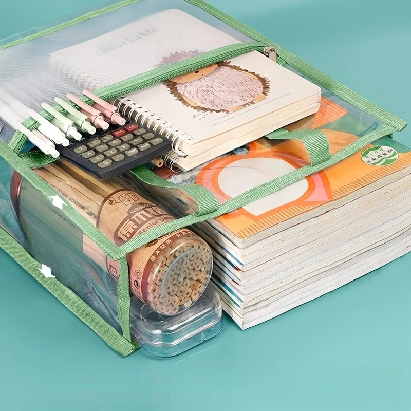 1 Piece, Random Color, Transparent File Folder, Tutoring Bag, Student Tote Bag, Large Capacity Tutoring Bag, Document Storage Bag, Maternity Document Bag, Work Travel Document Bag, Waterproof Zipper Bag view 6