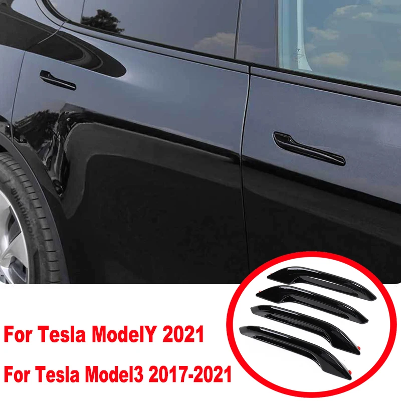 

For Tesla Model3 2017-2021/ ModelY 2021 Car Door Handle Protector Cover Trim Sticker Decoration 4pcs A Set ABS Auto Accessories