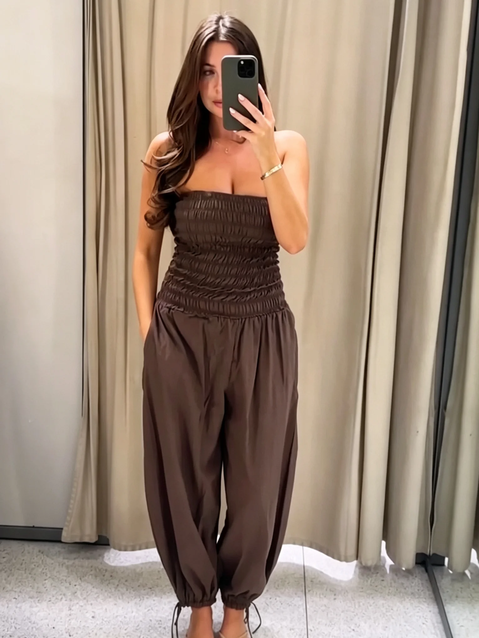 

Summer New Women's Romper Country Style Straight Collar Shoulder Exposure Elastic Drawstring Pants Footpleated 4661327
