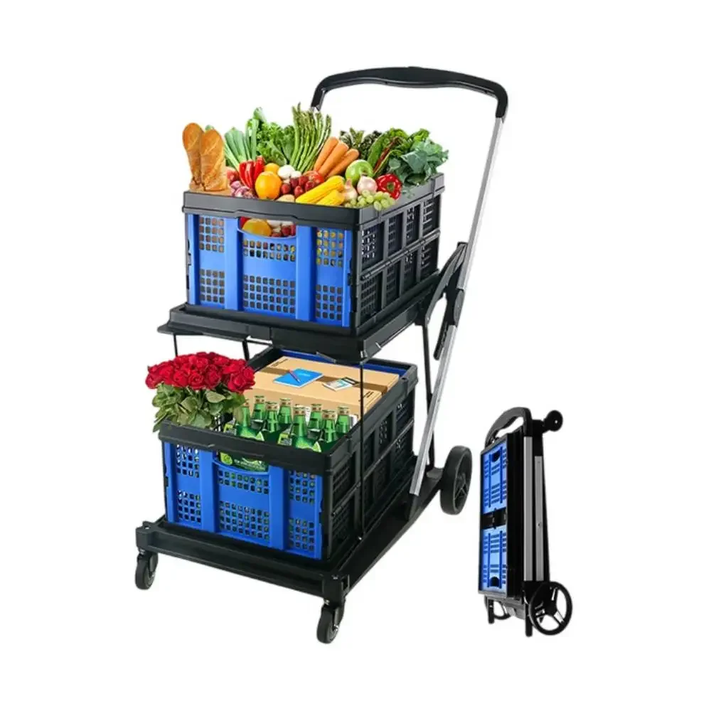 Two-wheeled grocery cart Foldable multi-function foldable trolley