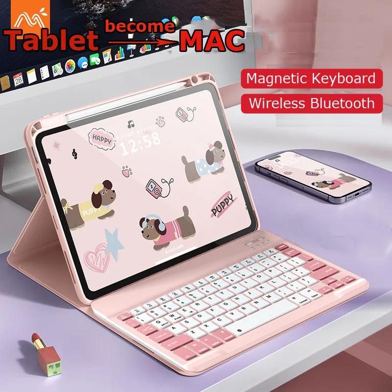 Bluetooth Keyboard for Honor Pad 10 2025 12.1inch Honor Tablet 10 Pad9 12.1 HEY2-W09 Auto Sleep Wake Magnetic Case with Pen Slot