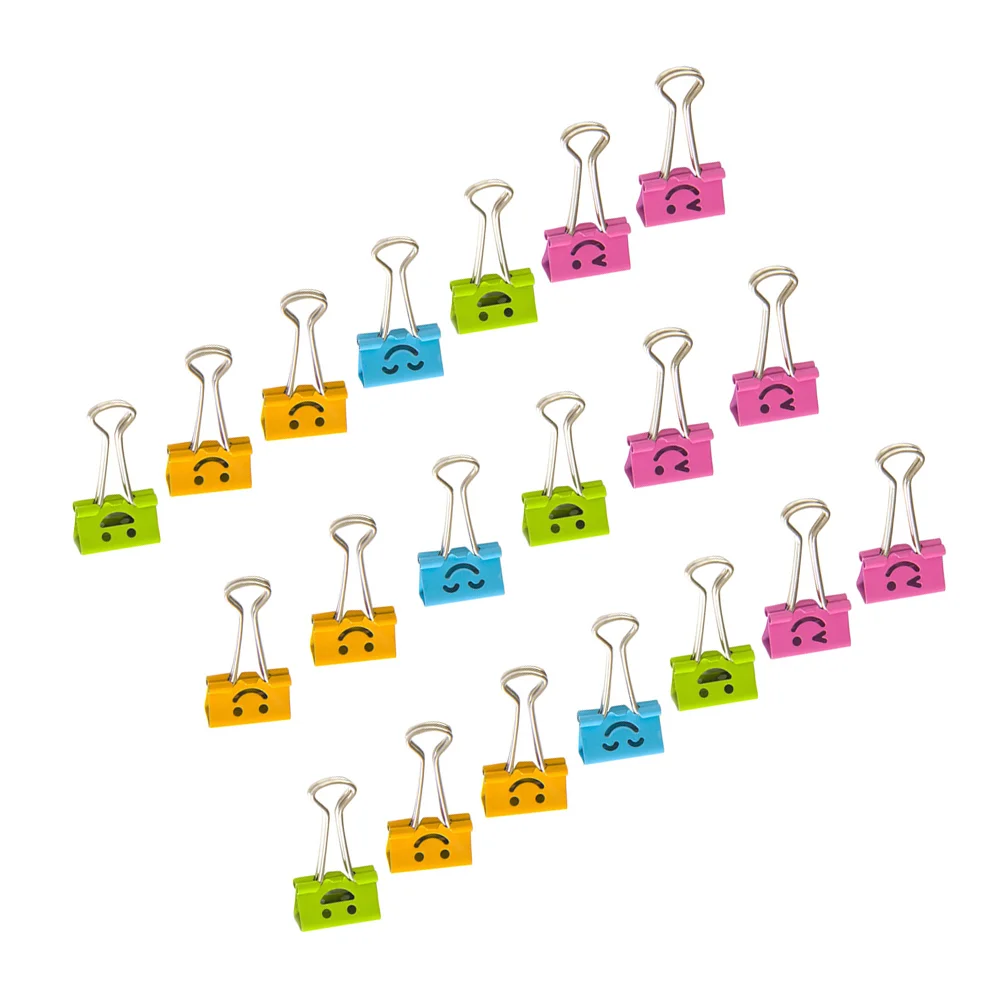 

40 Pcs 19mm Facial Expression Metal Binder Clips Hollow Paper Clamp Clips Dovetail Design Clamps for School Office (Random Color