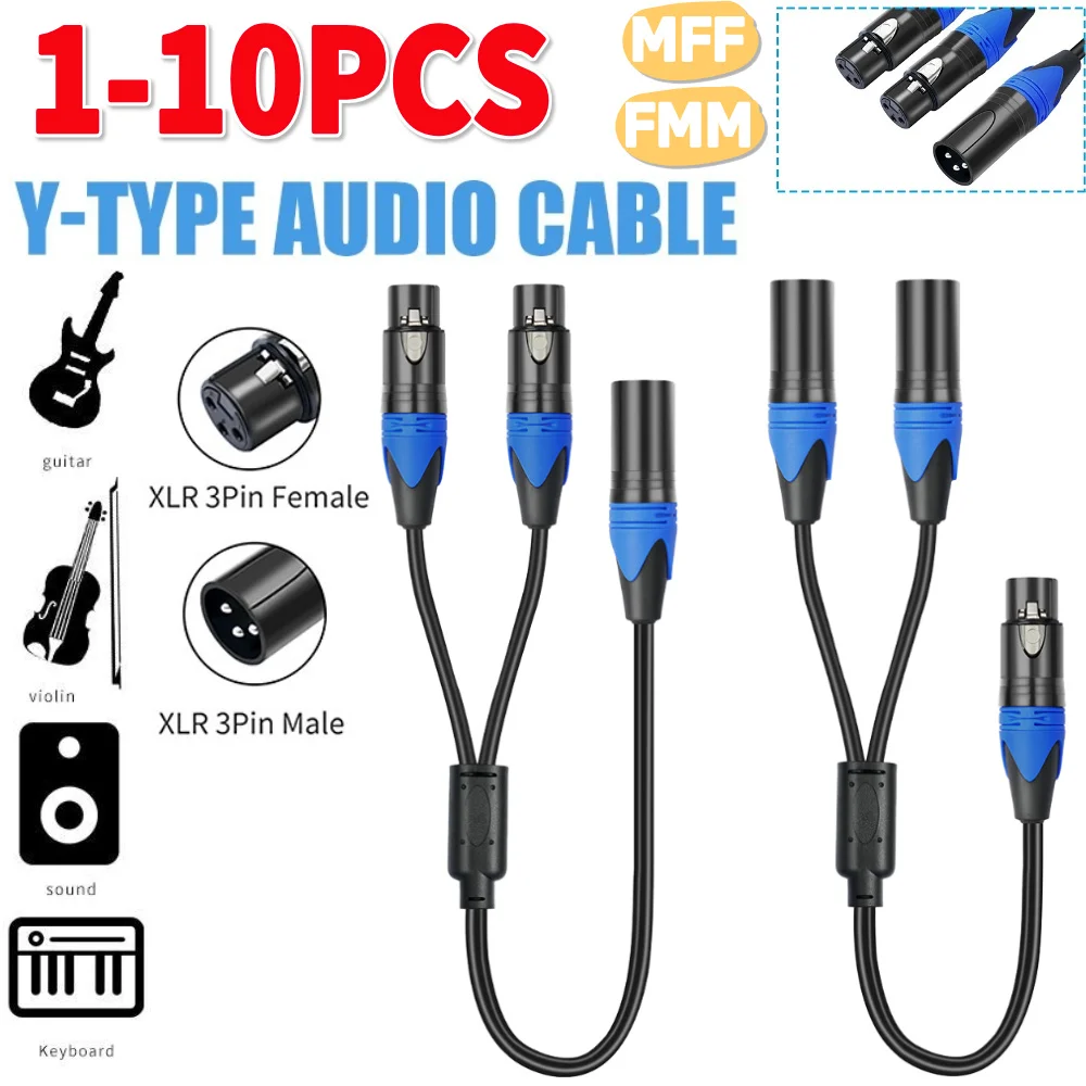 

50cm XLR Female To Dual XLR Male Y Splitter Mic Cable Microphone Splitter Cord