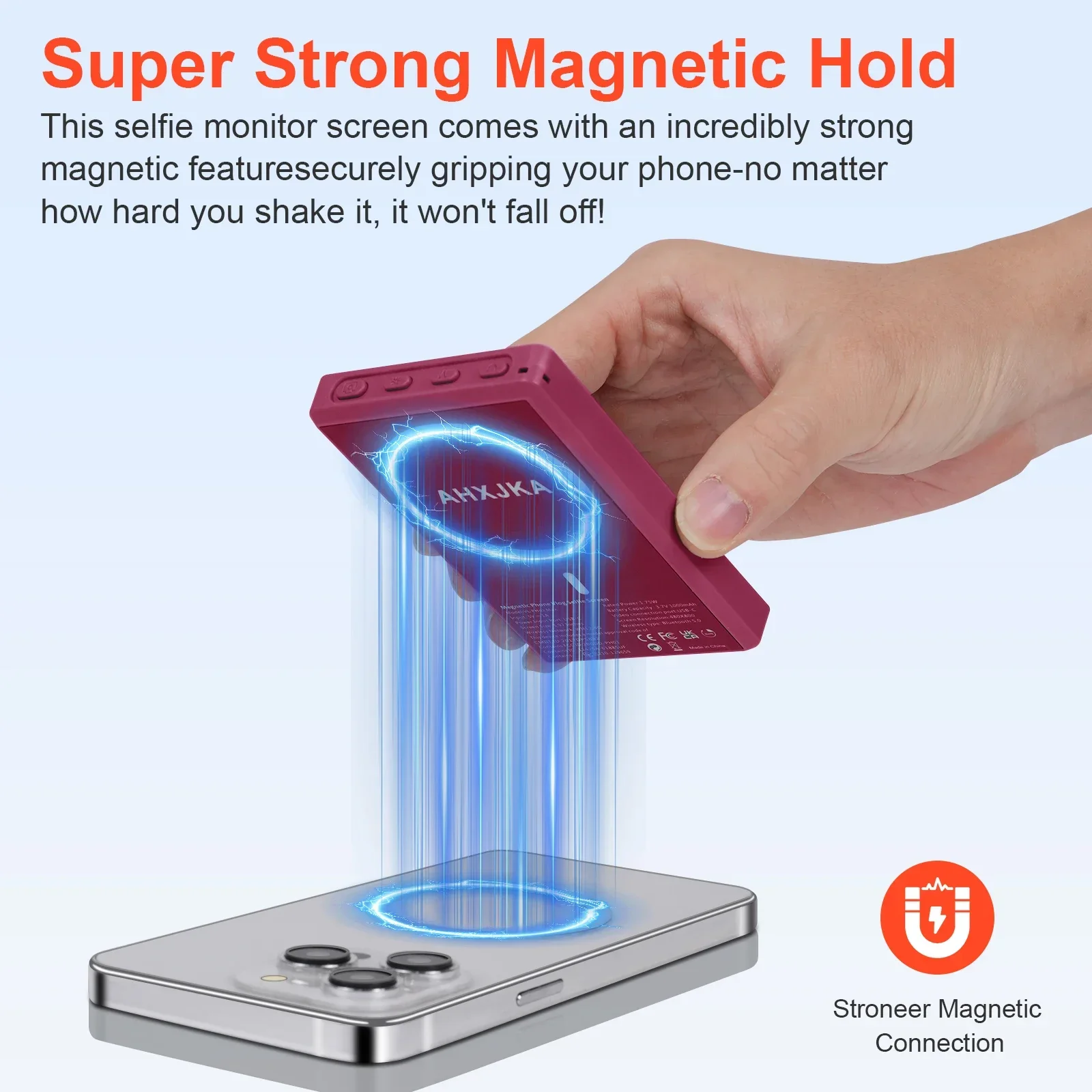 Wireless Magnetic Smartphone Vlog Selfie Monitor Screen 4.02 Inches Bluetooth Live Stream Video Recording for Live Broadcasts