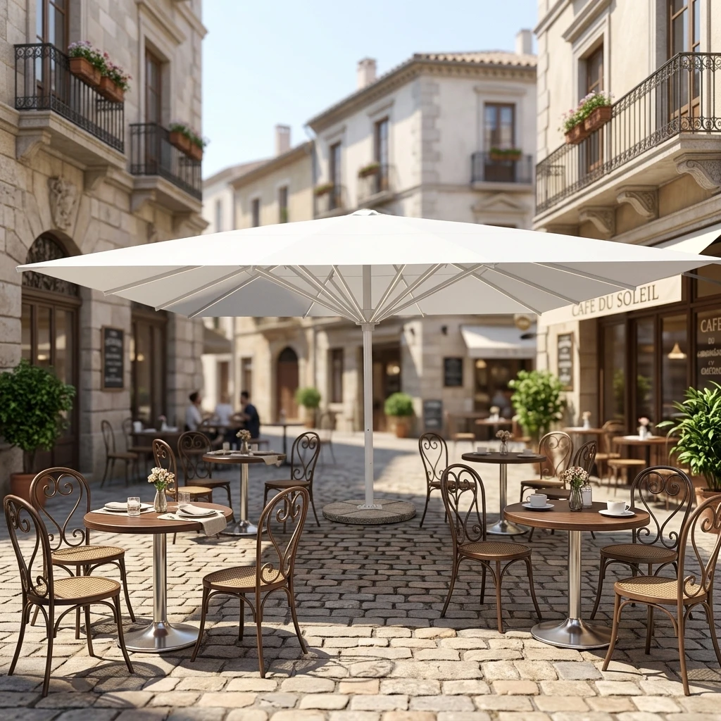 Modern Large Square Aluminum Alloy Umbrella For Outdoor Patio Hotel Garden Milk Tea Shop Leisure Sunshade