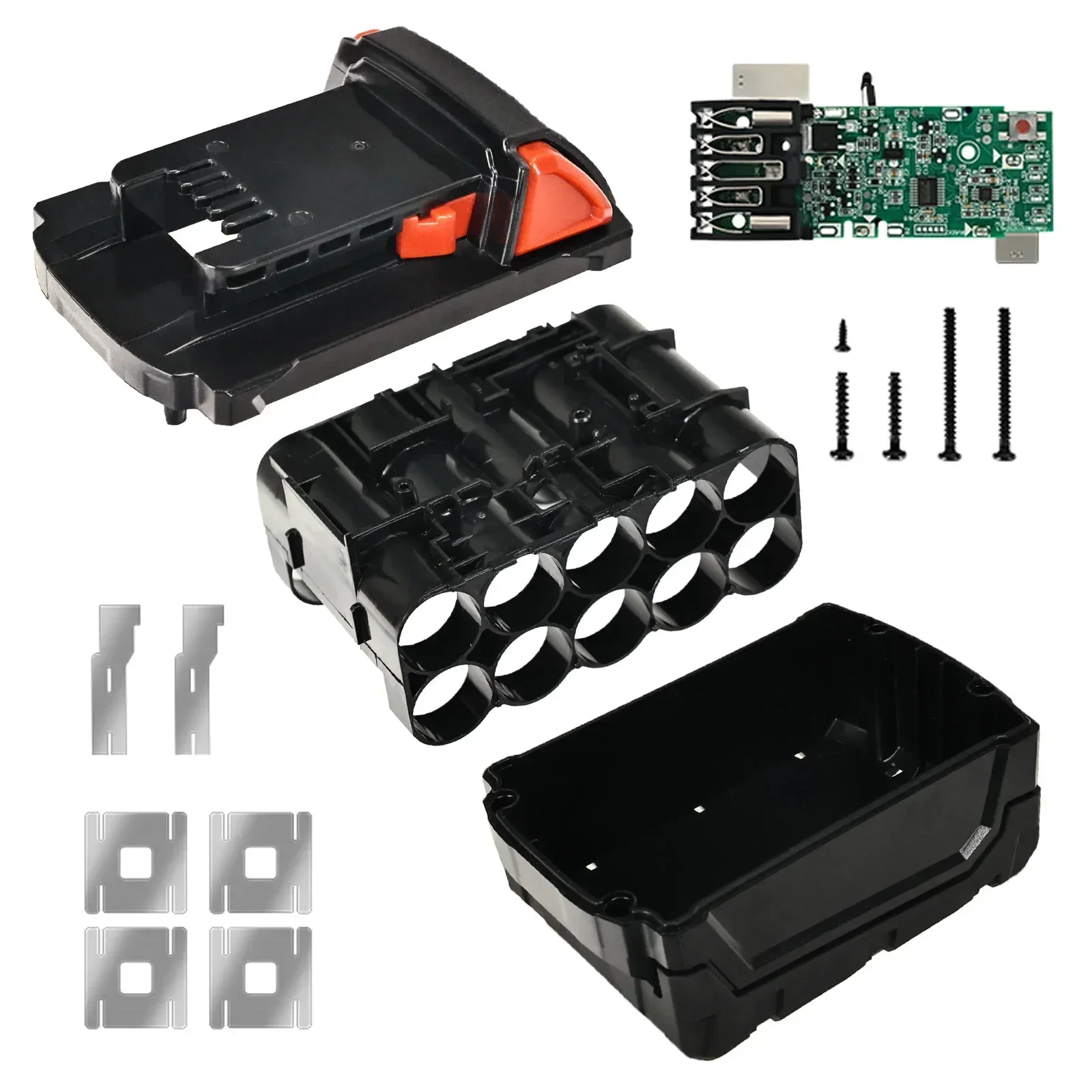 Caja de 10 núcleos para Milwaukee M18 18V DIY caja de carcasa de plástico de repuesto con protección de carga de placa PCB (sin batería)