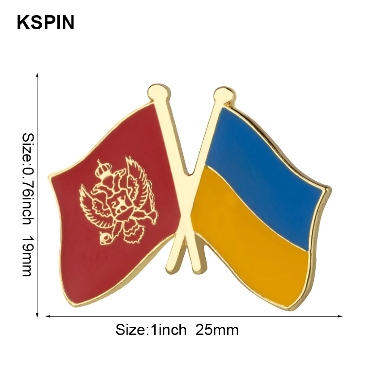 Montenegro & Ukraine Friendship Flag Metal Lapel Pin Flag Pin Badge