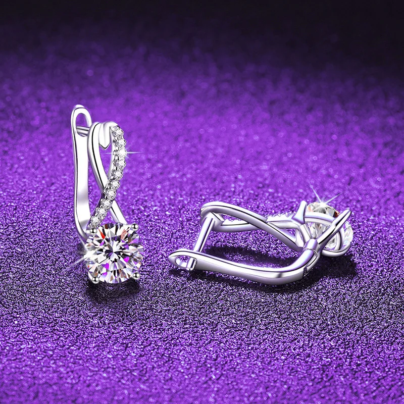 S925 Silver White Gold Plated 1CT D Color Moissanite Figure 8 Infinity Mobius Earrings for Women, Exquisite Jewelry.