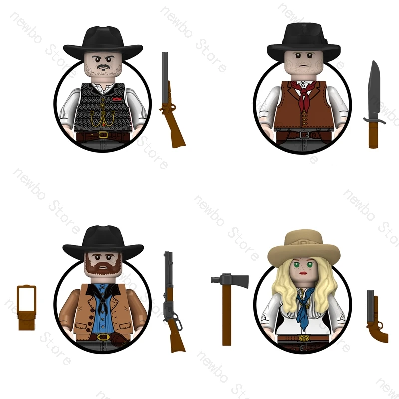 N405 RDR2 Game Character Building Bricks Mini Model Figures Doll Western Cowboy Police Cartoon Toys For Kids Christmas Gifts N40