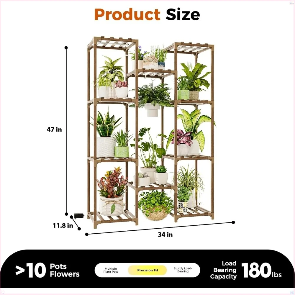 

Plant Stand with Grow Light Plant Shelf for Multiple Pots Large Plant Holder for Living Room Patio Boho Home Decor for Gardening