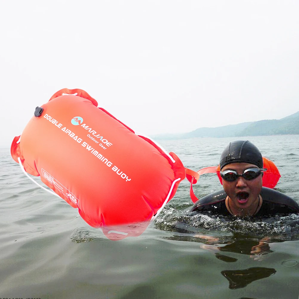 Multifunctional Air Bag Double Outdoor Safety Training Swimming Buoy with Waist Belt Water Sports Lifesaver Float  Tow Bag