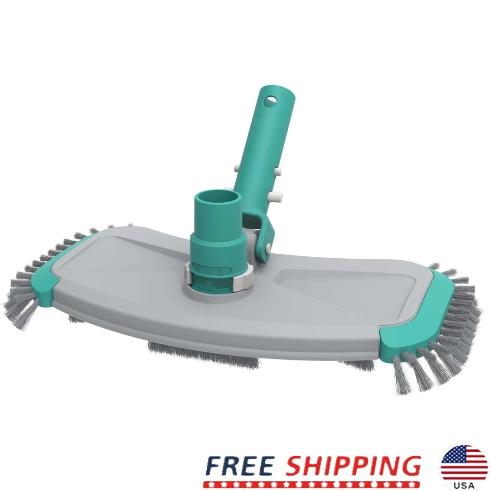 

14in Pool Vacuum Head with Air Valve Durable Plastic Side Bristles EZ Clip Hose Adapter Efficient Cleaning