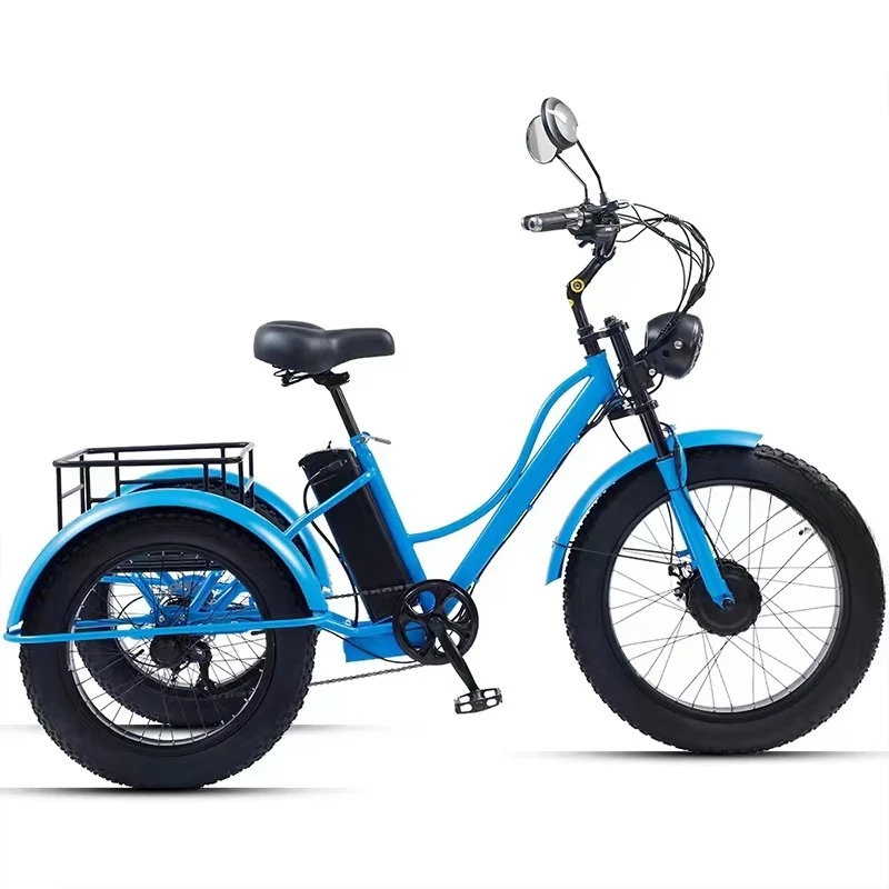 24inch Adult Electric Cargo Tricycle Bike 3 Wheel Fat Tire Bicycle Scooter Motorized Electric Tricycles