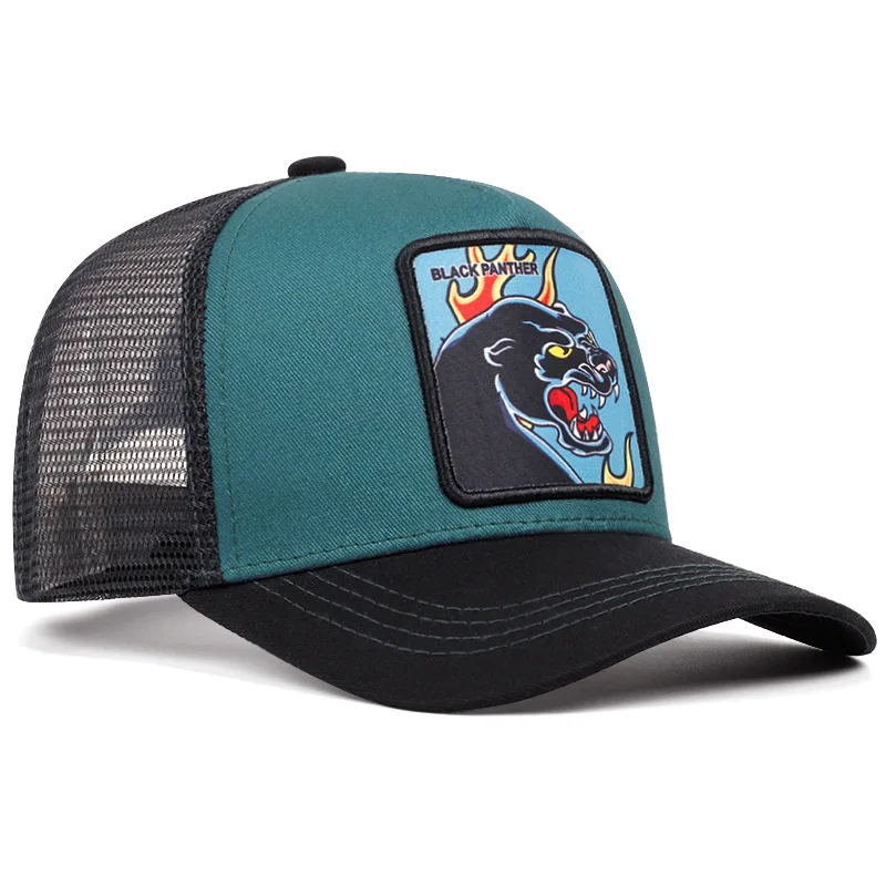 1 PC ใหม่ Black Panther เบสบอลหมวกสําหรับแรเงากลางแจ้ง,กีฬาตาข่าย,Breathable Duckbill หมวก,หมวกคนขับรถบรรทุก