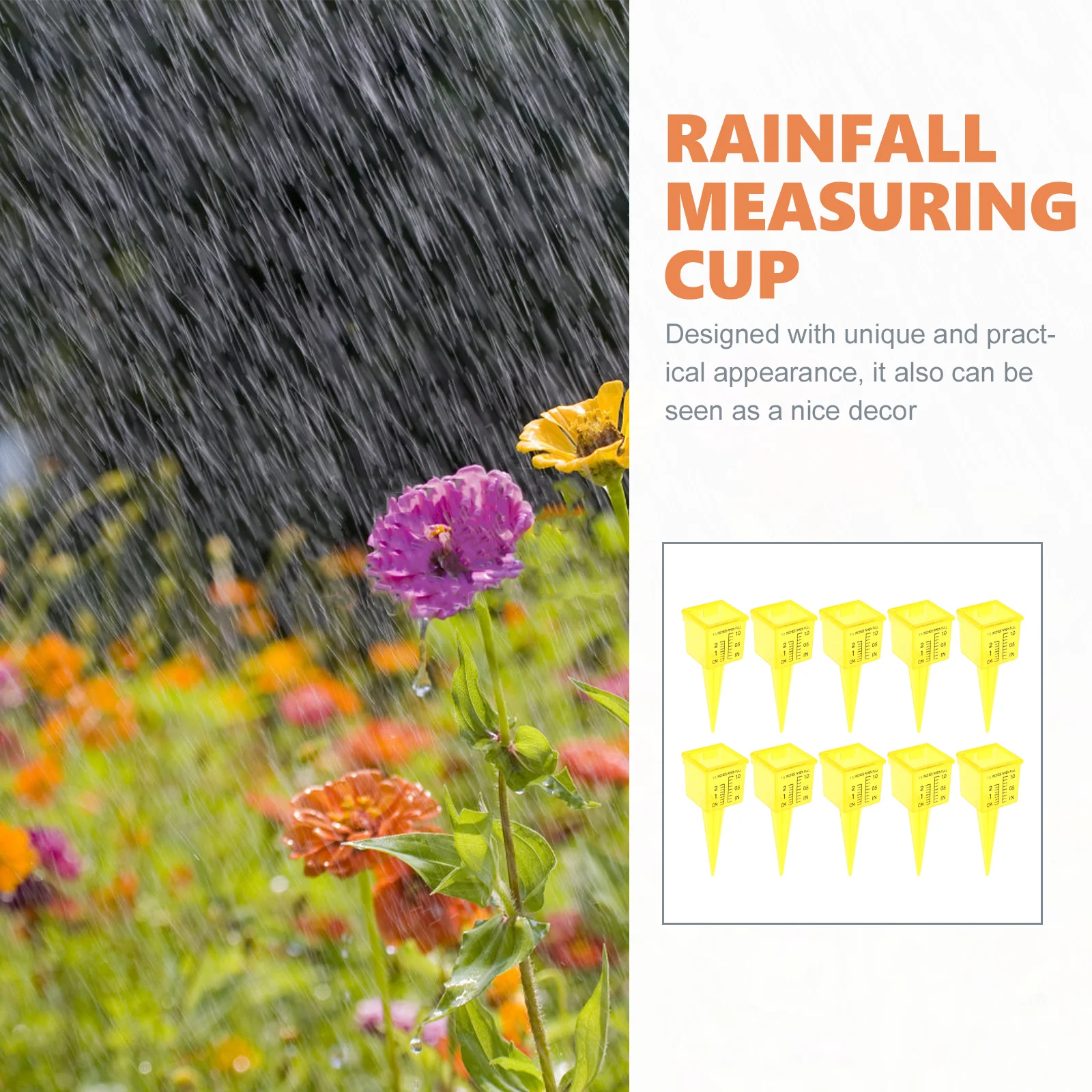 

10pcs Plastic Rain Gauge Heavy Duty Outdoor Accurate Lawn Rainfall Gauge Durable Rain Measuring Stakes Water Measurement Tool