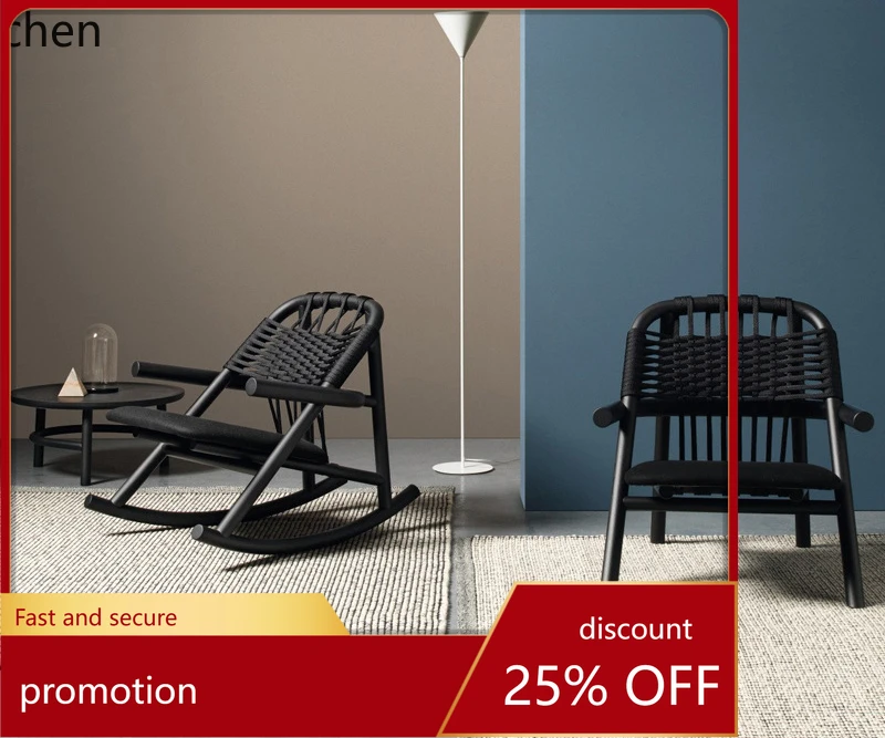 HT Outdoor Rattan Chair Courtyard B & B Leisure Simple Table and Chair Balcony Sea View Room Lazy Rocking Chair
