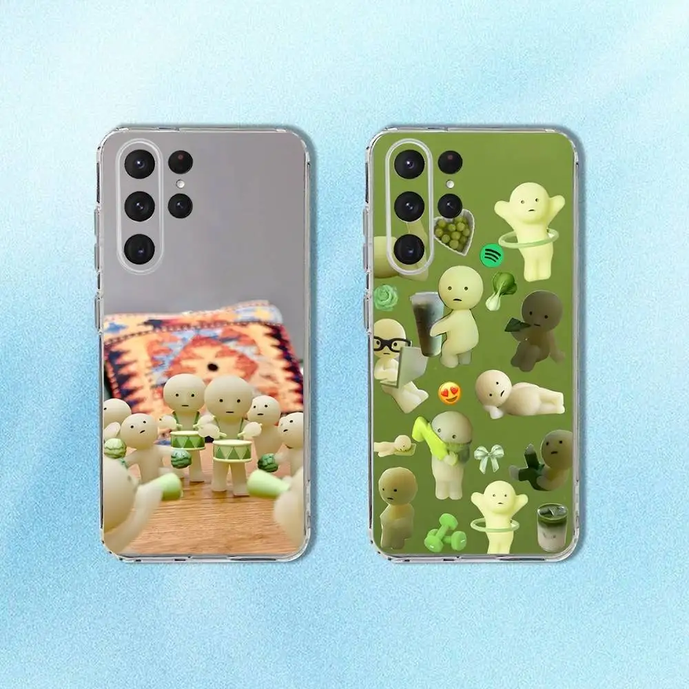 

Greenaesthetic S-Smiski Phone Case For Samsung S24,30,21,22,23,20 FE,lite,PIus,Ultra,5G,Note,9,10 Transparent Cover