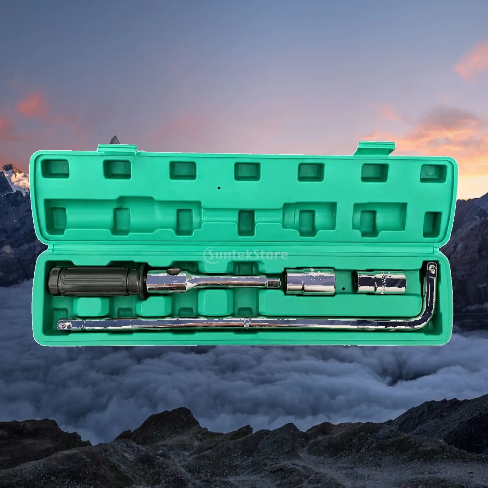 Wheel Lug Wrench with Socket Attachments Rust-Resistant Bent-Handle Lug Wrench with Storage Case Tool Ergonomic Portable