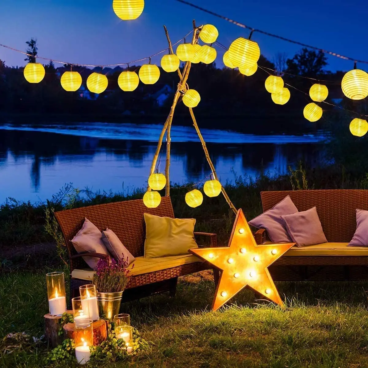 30LED Lantern Solar Panel String Fairy Lights Waterproof Outdoor Garland Patio Light Solar Power Lamp Christmas for Garden Decor