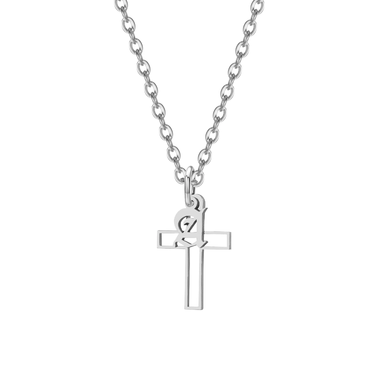 قلادة متقاطعة أولية مخصصة من Dascusto - مجوهرات مخصصة مكونة من 26 حرفًا باللون الذهبي عيار 18 قيراط لعشاق الموضة #5