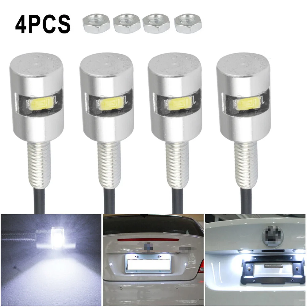 4 Stück LED-Kennzeichenbeleuchtungslampen 5630SMD, superhell, weiß, 12 V, für Motorrad, Auto, Aluminium, zum Anschrauben, Lampenersatz