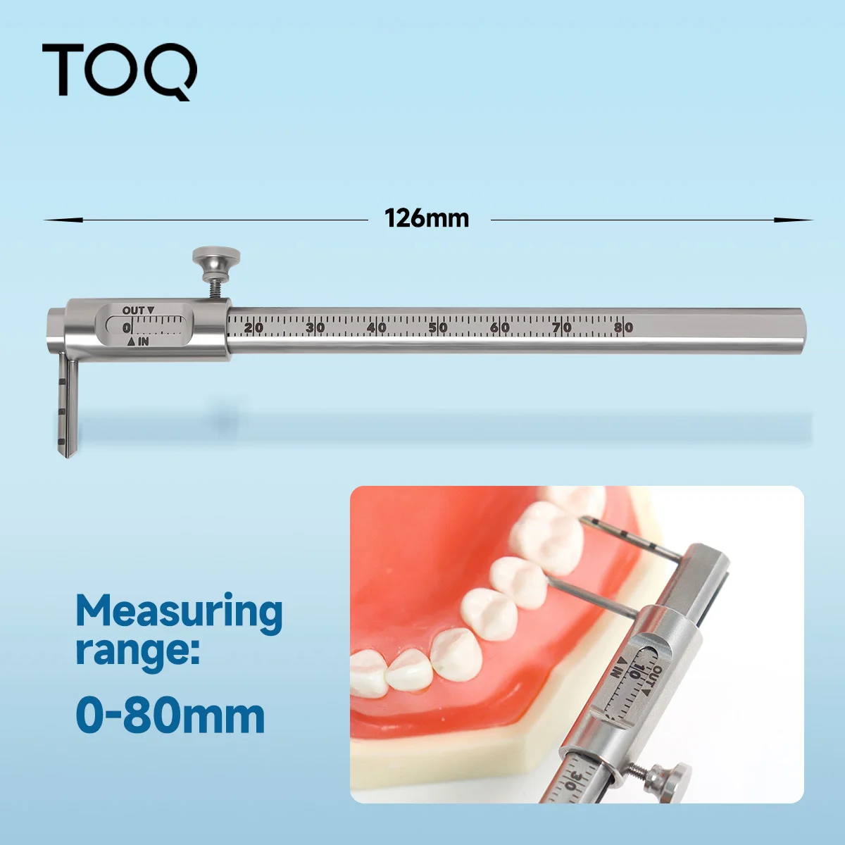 TOQ Dental Interdental Measuring Gauge Caliper Double Scale 0-80mm Ruler for Implant Orthodontics Dentistry Surgical Tool