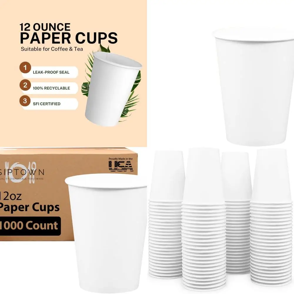 

1000 упаковок одноразовых стаканчиков из горячей бумаги на 12 унций, сделанных из США, герметичных, пищевых продуктов для кофе и горячих напитков