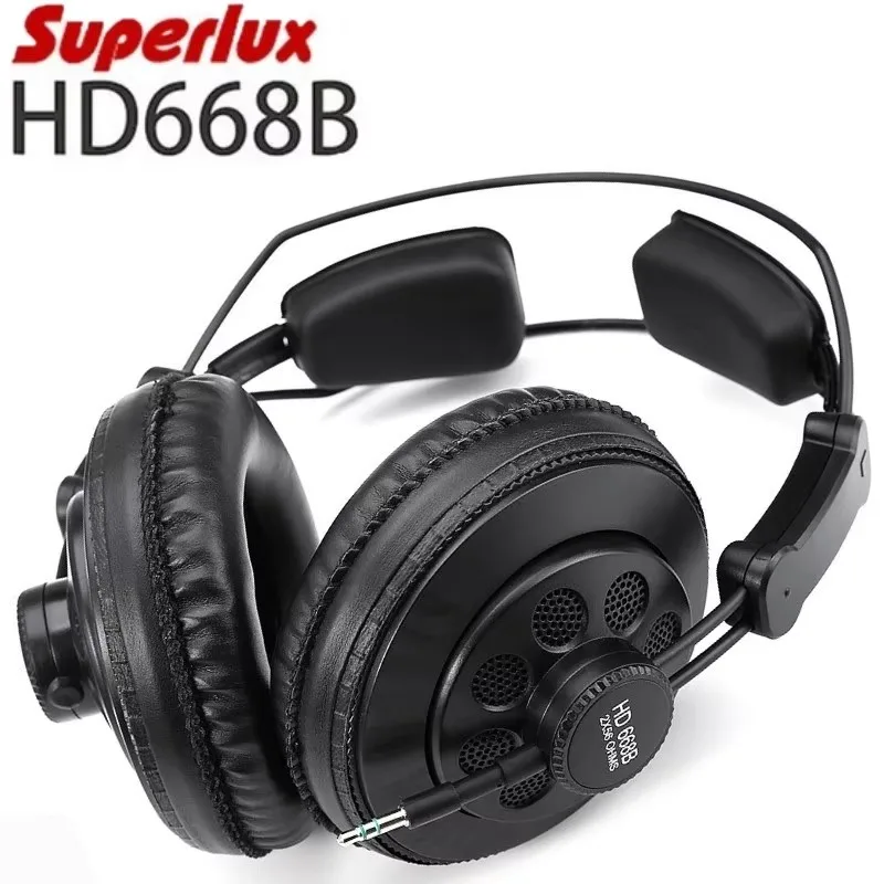 Superlux Professional Semi-open Studio Standard Dynamic Headphone HD668B Monitoring DJ Music Headset Detachable Deep Bass