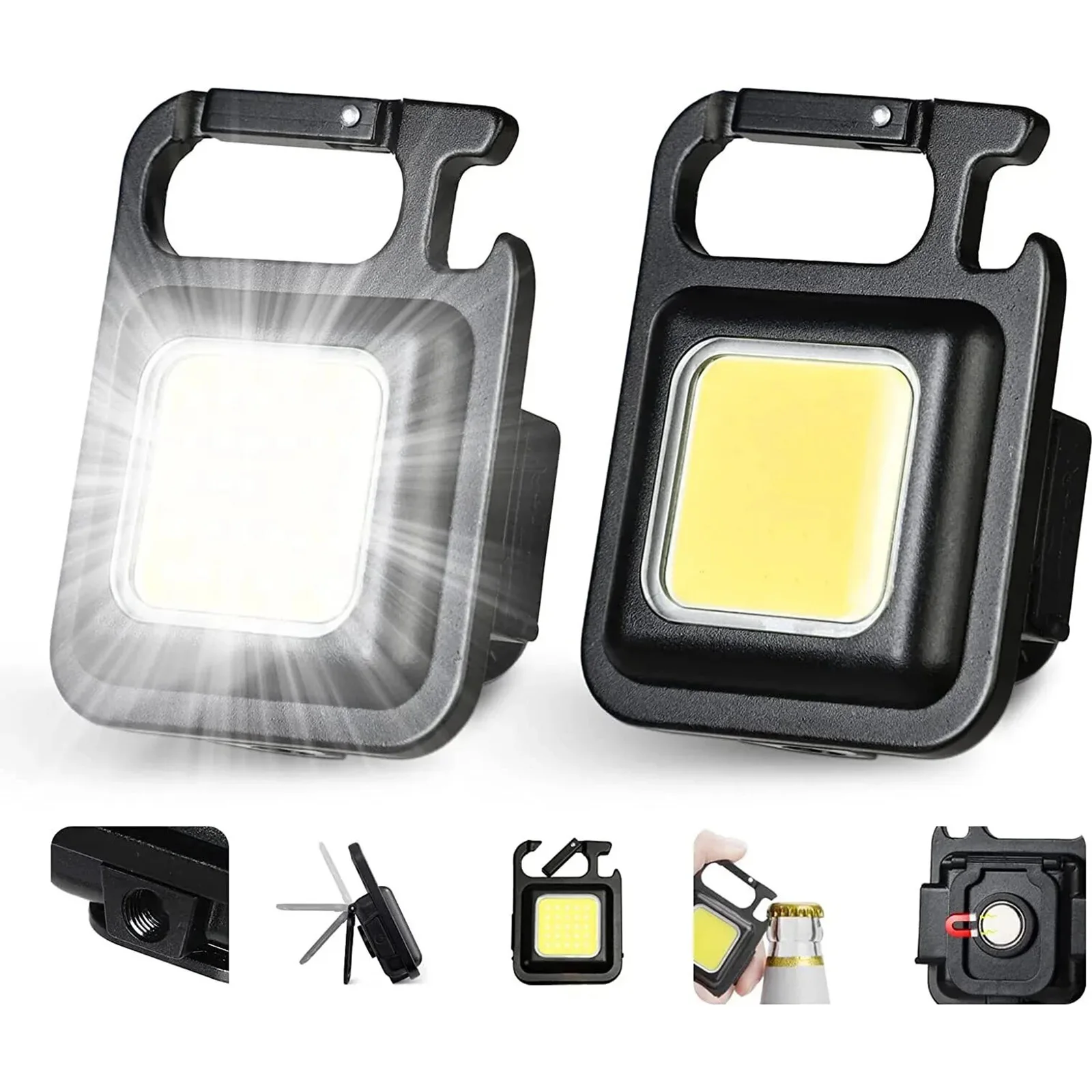 Mini LED Flashlight Keychain Multifunctional Portable COB Camping Lamps USB Charging Work Lights Outdoor Fishing Hiking Lanterna