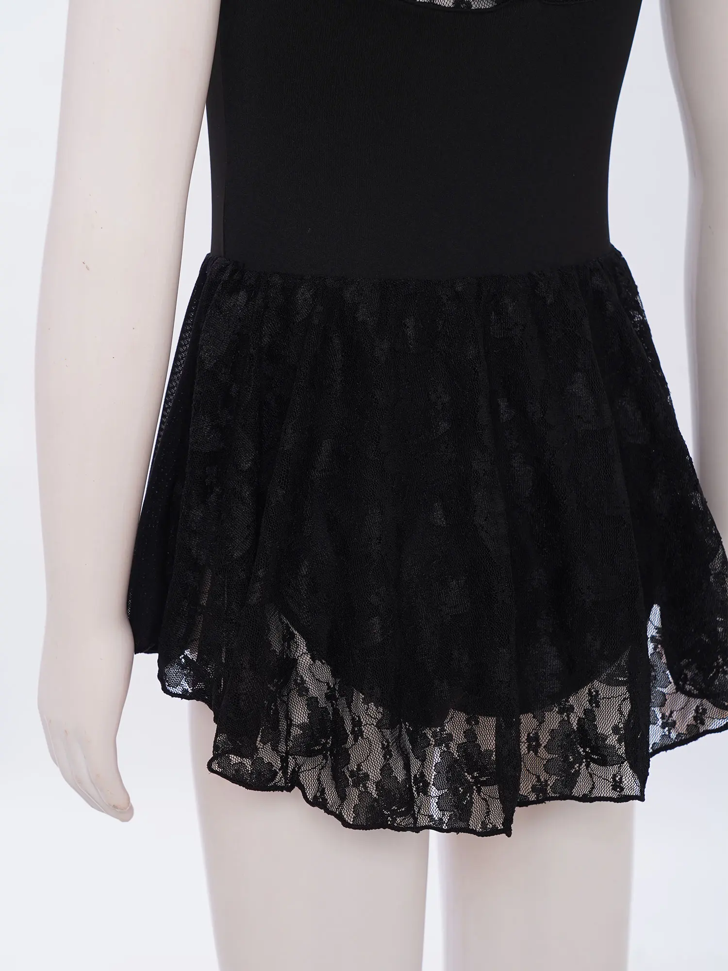 Kinder Mädchen Ballett Tanz Kleid Ärmellos V-Rücken Blumen Spitze Patchwork Tanz Trikot Kleid Ballsaal Praxis Leistung Kostüm