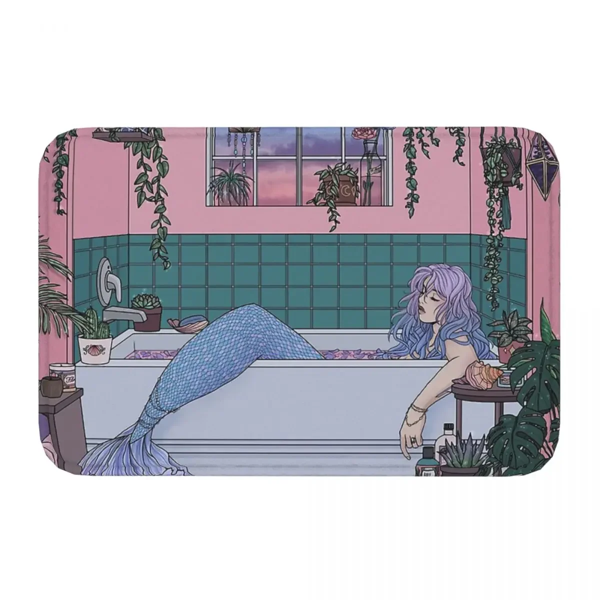 Bathroom Mat Urban Mermaid Doormat Living Room Carpet Outdoor Rug Home Decor 40x60cm 15.7x23.6in  50x80cm 19.7x31.5in