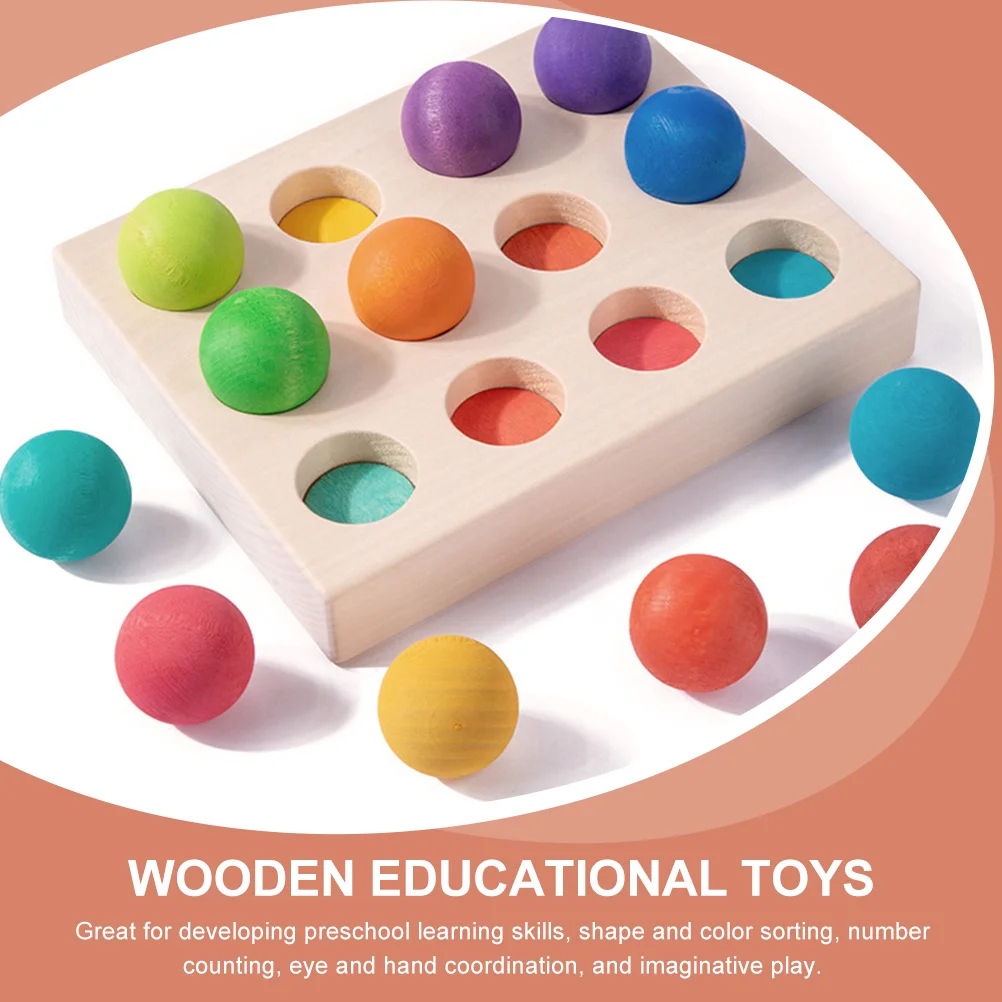 Bola de clasificación de juguete a juego de colores para niños, juguetes para niños pequeños, bolas educativas de madera para niños en edad preescolar